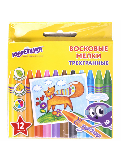 Восковые мелки трехгранные ЮНЛАНДИЯ 