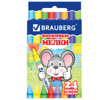 Восковые мелки BRAUBERG, НАБОР 24 цвета, 222964