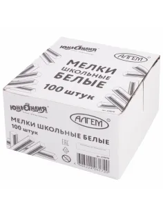 Мел белый квадратный 100 штук, ЮНЛАНДИЯ (Алгем), картонная упаковка, 229070