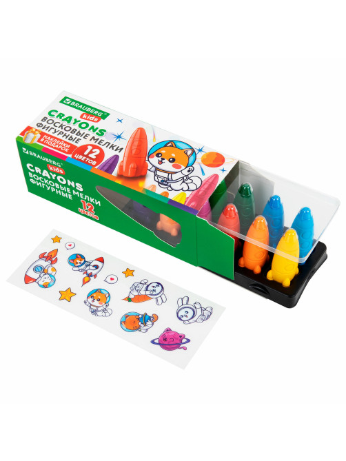 Восковые мелки фигурные BRAUBERG KIDS 