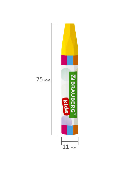 Восковые мелки утолщенные BRAUBERG KIDS, НАБОР 24 цвета, на масляной основе, яркие цвета, 271694