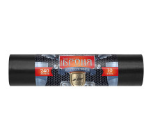 Мешки для мусора 240 л, ПРОЧНЫЕ черные, в рулоне 10 шт., ПВД 60 мкм, 2-х слойные, 100x130 см, 