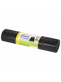 Мешки для мусора 360 л черные, в рулоне 10 шт., ПВД 30 мкм, 120x160 см, ЛЮБАША эконом, 608917