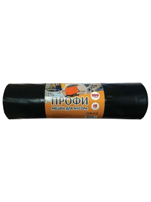 Мешки для мусора 360 л, черные, в рулоне 10 шт., ПВД, 65 мкм, 110х140 см, особо прочные, КОНЦЕПЦИЯ БЫТА 