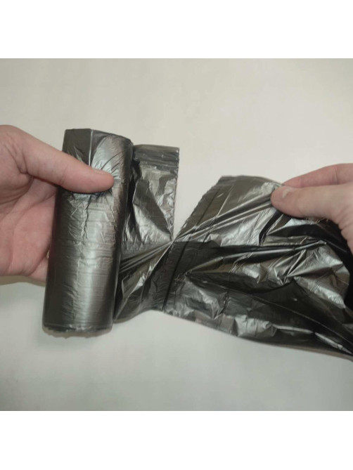 Мешки для мусора 30 л, черные, в рулоне 20 шт., ПНД, 7,3 мкм, 50х60 см, PACLAN 