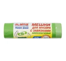 Мешки для мусора биоразлагаемые с завязками LAIMA 