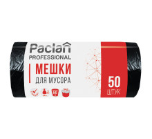 Мешки для мусора 60 л, черные, в рулоне 50 шт., ПНД, 6,2 мкм, 60х80 см, PACLAN 
