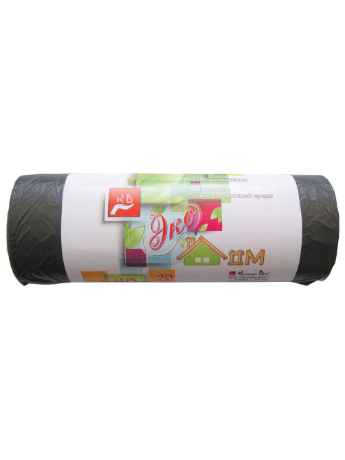 Мешки для мусора, 60 л, черные, в рулоне 20 шт., ПНД, 7 мкм, 60х70 см, эконом, КБ, 