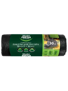 Мешки для мусора 30 л, 57х47 см, черные, 7 мкм, 30 шт., Master FRESH