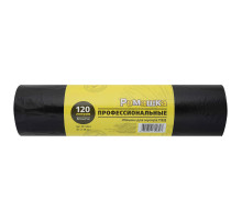 Мешки для мусора 120 л, черные, в рулоне 50 шт,. ПВД 27 мкм, 68x105 см, РОМАШКА 
