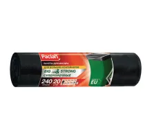 Мешки для мусора 240 л, черные, в рулоне 20 шт., ПВД, 35 мкм, 130х90 см, PACLAN 