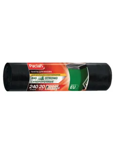 Мешки для мусора 240 л, черные, в рулоне 20 шт., ПВД, 35 мкм, 130х90 см, PACLAN 