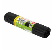 Мешки для мусора 240 л черные, в рулоне 10 шт., ПВД 30 мкм, 90x130 см, ЛЮБАША эконом, 608916