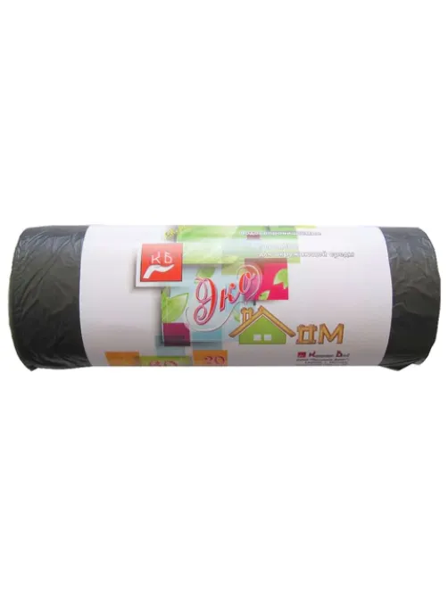 Мешки для мусора, 60 л, черные, в рулоне 20 шт., ПНД, 7 мкм, 60х70 см, эконом, КБ, 