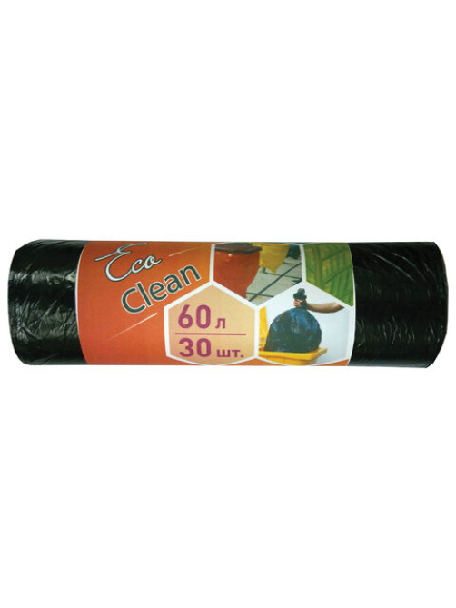 Мешки для мусора 60 л, черные, в рулоне 30 шт., ПНД, 6 мкм, 58х64 см, эконом, КОНЦЕПЦИЯ БЫТА 