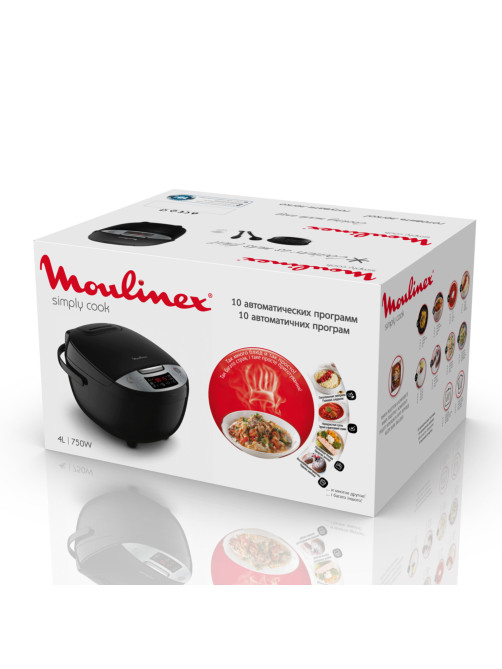 Мультиварка MOULINEX MK611832, 750 Вт, 4 л, 10 программ, таймер, функция Keep Warm, черный, 7211004519