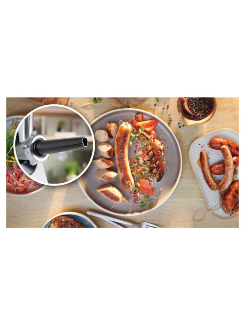 Мясорубка BOSCH MFWS420W, мощность 1900 Вт, производительность 2,5 кг/мин, металлический шнек, реверс