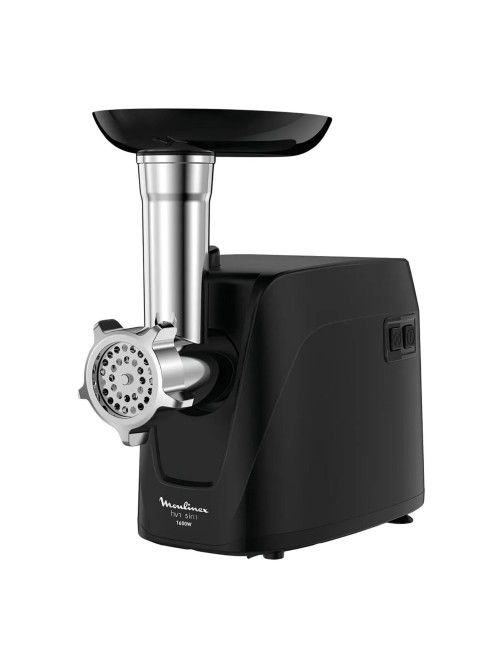 Мясорубка MOULINEX ME112832, 1600 Вт, производительность 1,9 кг/мин, 5 насадок, реверс, пластик, черная, 8010000864