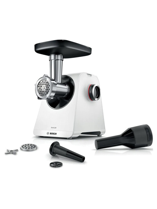 Мясорубка BOSCH MFWS420W, мощность 1900 Вт, производительность 2,5 кг/мин, металлический шнек, реверс