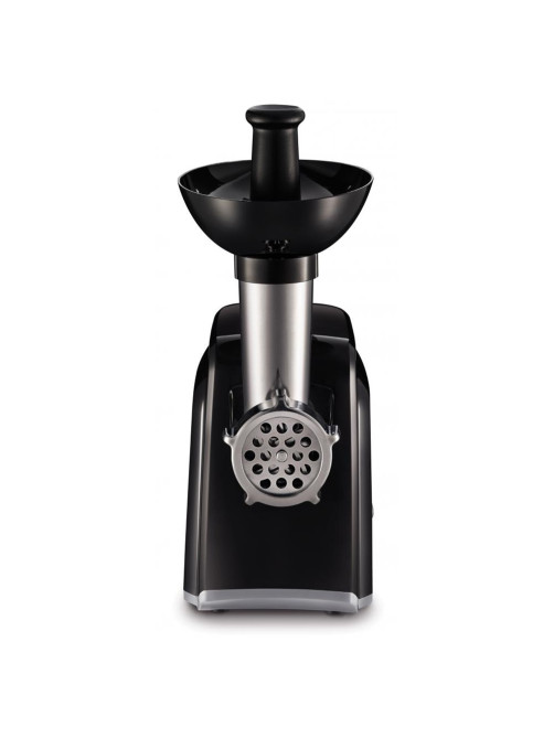 Мясорубка MOULINEX ME105830, 1400 Вт, производительность 1,7 кг/мин, 2 насадки, реверс, пластик, черная, 1510001079