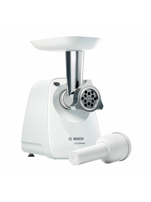 Мясорубка BOSCH MFW2500W, 1500 Вт, производительность 1,7 кг/мин, металлический шнек, пластик, белая