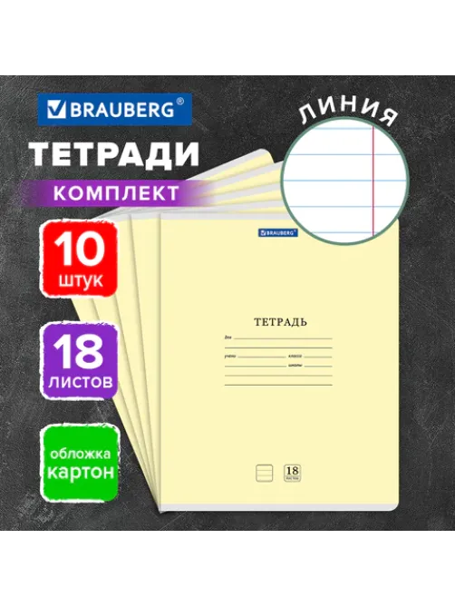 Тетради ДЭК 18 л., КОМПЛЕКТ 10 шт., BRAUBERG 