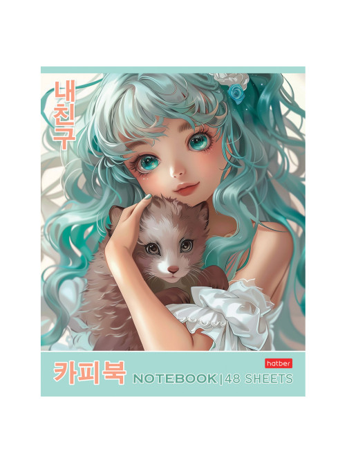 Тетрадь А5 48 л., HATBER скоба, клетка, Soft-touch ламинация, 