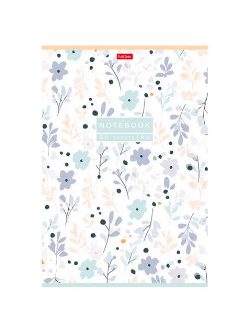 Тетрадь А4, 80 л., HATBER, скоба, клетка, Soft-touch ламинация, 