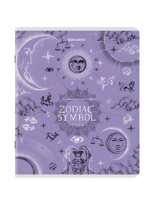 Тетрадь А5, 48 л., BRAUBERG, скоба, клетка, матовая ламинация, фольга, 