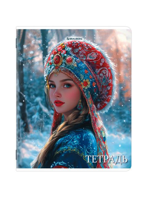 Тетрадь А5, 48 л., BRAUBERG, скоба, клетка, глянцевый лак, 