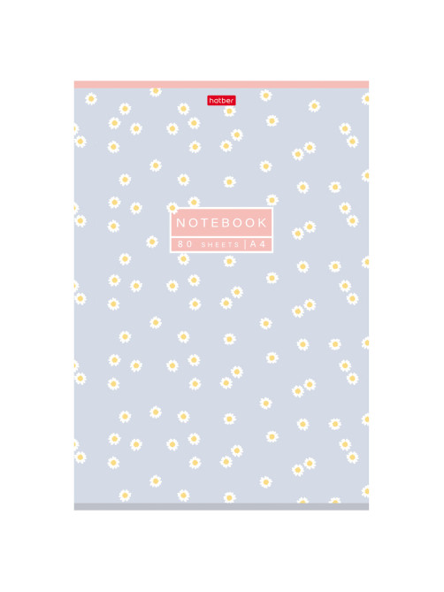 Тетрадь А4, 80 л., HATBER, скоба, клетка, Soft-touch ламинация, 