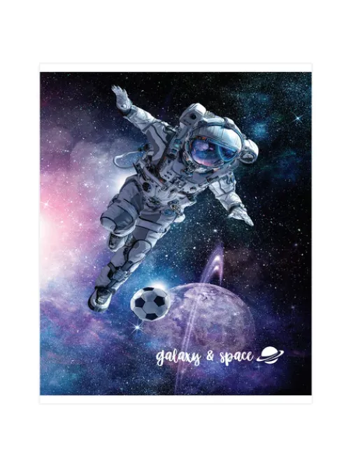 Тетрадь А5, 96 л., BRAUBERG, скоба, клетка, обложка картон, КОСМОС, 403059