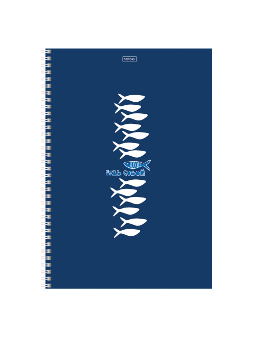 Тетрадь А4 80 л., HATBER, гребень, клетка, Soft-touch ламинация, цветной срез, 