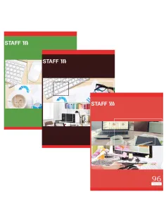 Тетрадь А4, 96 л., STAFF Basic скоба, клетка, офсет №2 ЭКОНОМ, обложка картон, 