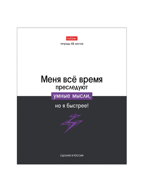 Тетрадь А5 48 л., HATBER скоба, клетка, обложка картон, 