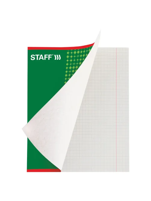 Тетрадь А5, 48 л., STAFF, скоба, клетка, офсет №2 ЭКОНОМ, обложка картон, 