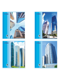 Тетрадь А5, 48 л., BRAUBERG, скоба, клетка, обложка картон, МЕГАПОЛИС, 402777