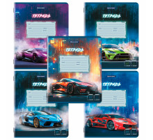 Тетрадь 18 л. BRAUBERG, клетка, обложка картон, SPORT CARS, 107298