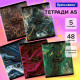 Тетради ДЭК А5 48 л. КОМПЛЕКТ 5 шт. BRAUBERG, скоба, клетка, SoftTouch, фольга, 