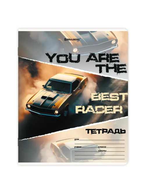 Тетрадь 24 л. BRAUBERG, клетка, обложка картон, AUTO-MOTO, 107307
