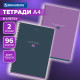 Тетради ДЭК А4 96 л. КОМПЛЕКТ 2 шт. BRAUBERG гребень, клетка, Soft Touch, MONOCOLOR, 404647