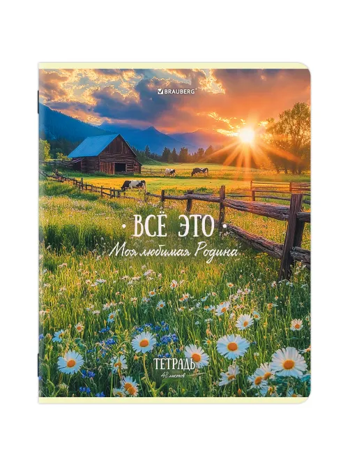 Тетрадь А5, 48 л., BRAUBERG, скоба, клетка, глянцевый лак, 
