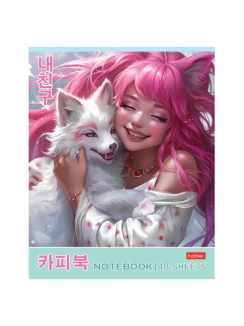 Тетрадь А5 48 л., HATBER скоба, клетка, Soft-touch ламинация, 