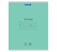 Тетрадь 12 л. BRAUBERG КЛАССИКА NEW частая косая линия, обложка картон, ЗЕЛЕНАЯ, 105694