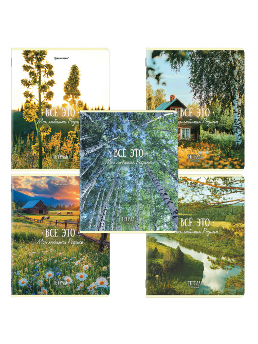 Тетради ДЭК А5, 48 л., КОМПЛЕКТ 5 шт., BRAUBERG, скоба, клетка, глянцевый лак, 