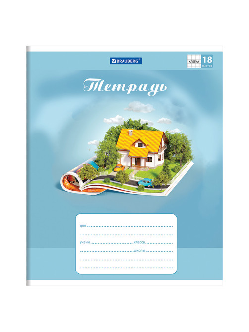 Тетрадь 18 л. BRAUBERG, клетка, обложка картон, WORLD IN BOOK, 402993