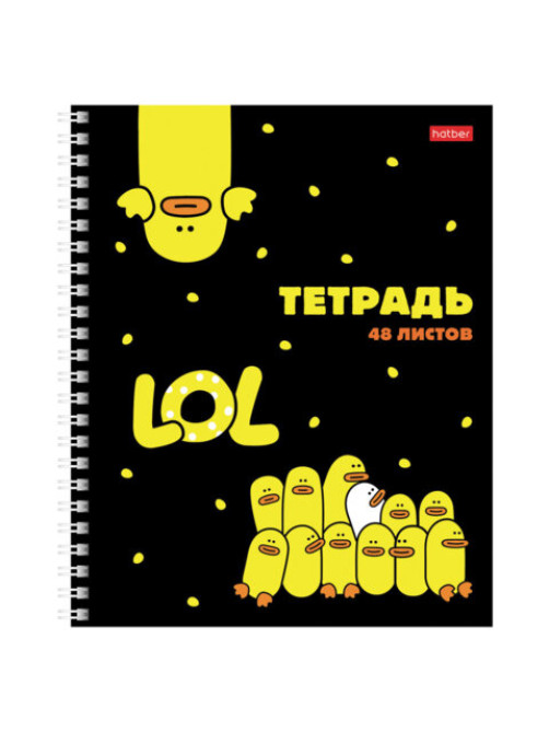 Тетрадь А5 48 л., HATBER гребень, клетка, выборочный лак, 