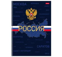 Тетрадь А4, 160 л., HATBER, спираль, клетка, обложка твердая, глянцевая ламинация, 