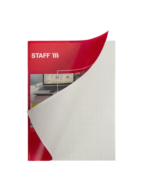 Тетрадь А4, 96 л., STAFF Basic скоба, клетка, офсет №2 ЭКОНОМ, обложка картон, 