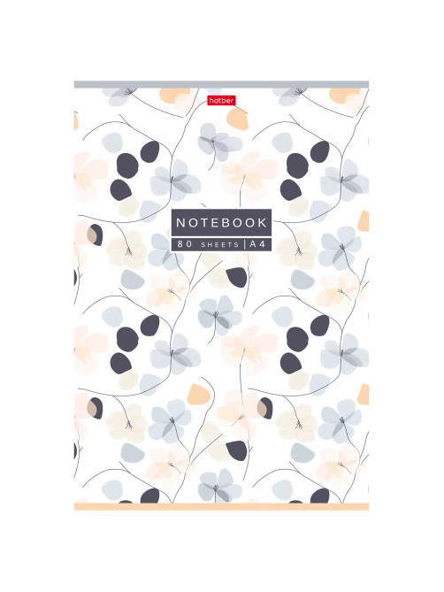 Тетрадь А4, 80 л., HATBER, скоба, клетка, Soft-touch ламинация, 